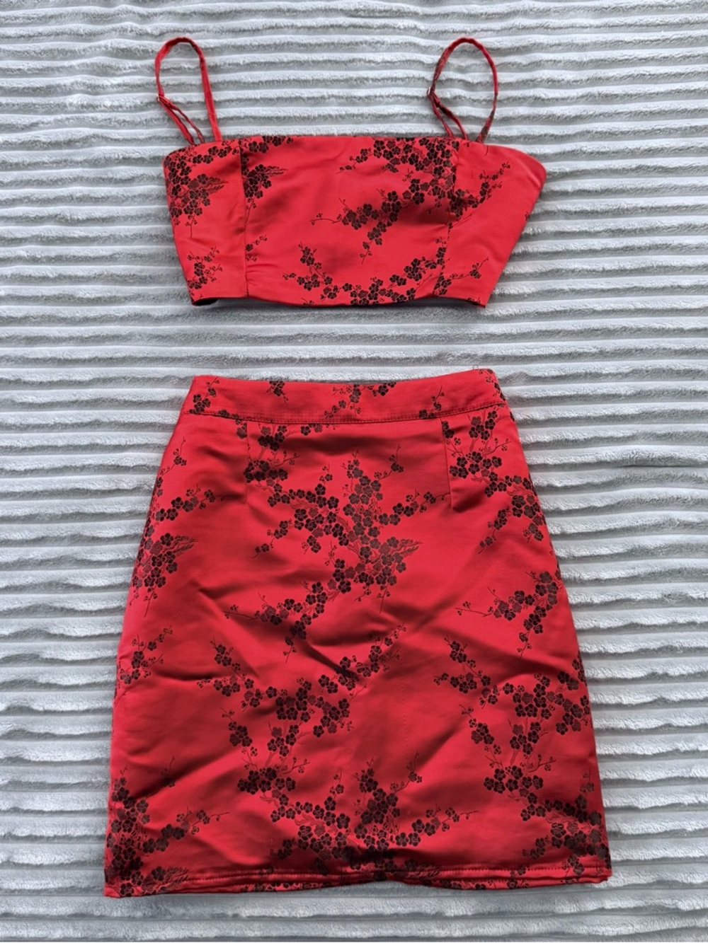Tiger Mist Red and Black Skirt Set